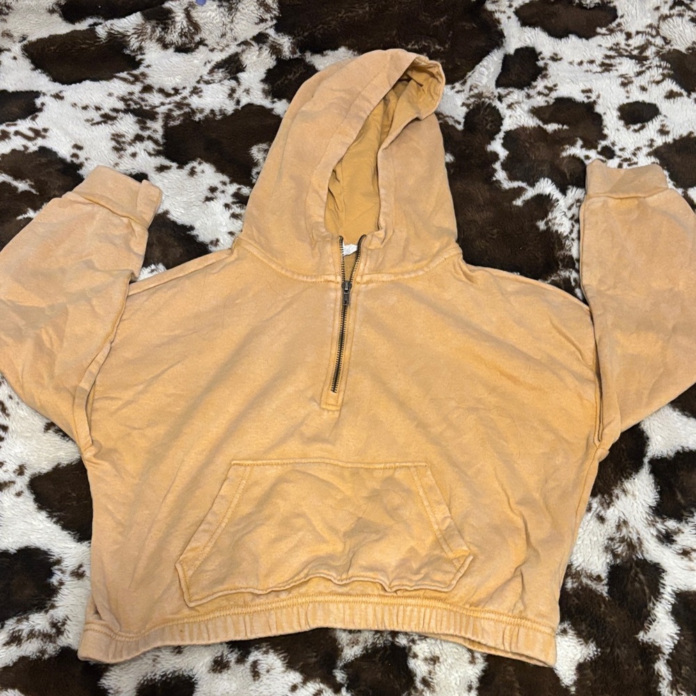 Tan/yellow Cropped Hoodie